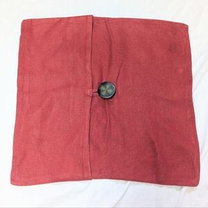 Pottery Barn 100% Linen Brick Red 18" Throw Pillow Cover With Large Button